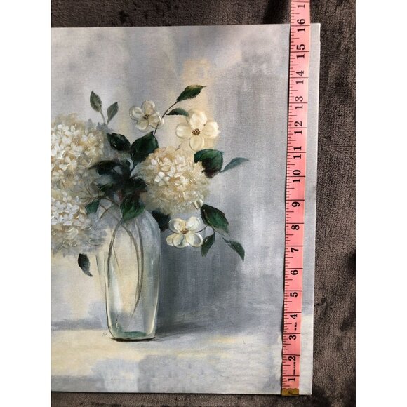 White Floral Canvas Art 12"x12" Vase Of Flowers Modern Home Decor - Picture 9 of 9